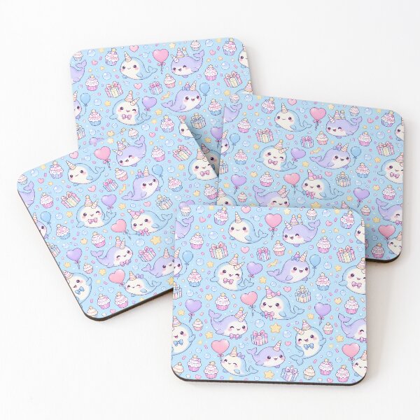 Item preview, Kawaii Birthday Baby Narwhal Pastel Pattern designed and sold by Soft Berry Studio.