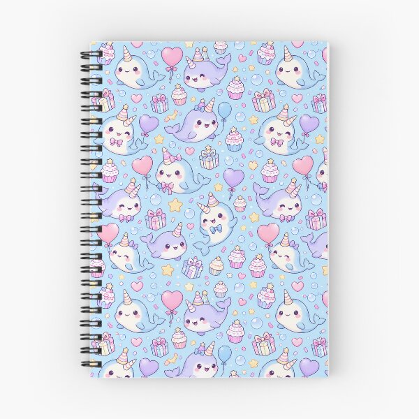 Item preview, Kawaii Birthday Baby Narwhal Pastel Pattern designed and sold by Soft Berry Studio.