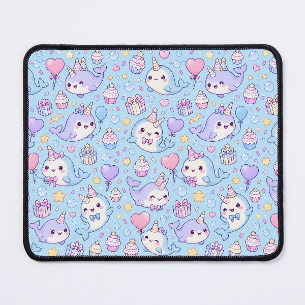 Item preview, Kawaii Birthday Baby Narwhal Pastel Pattern designed and sold by Soft Berry Studio.