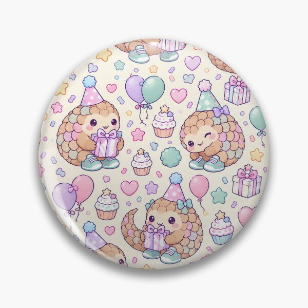 Item preview, Kawaii Birthday Baby Pangolin Pastel Pattern designed and sold by Soft Berry Studio.