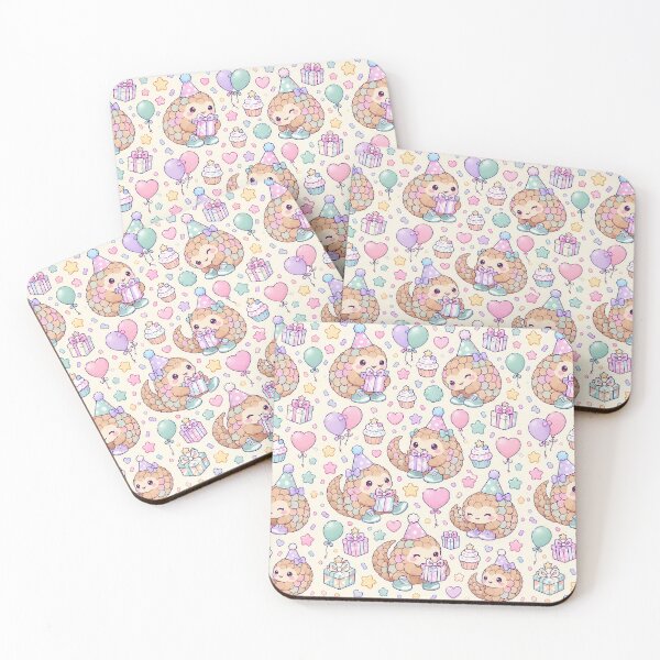 Item preview, Kawaii Birthday Baby Pangolin Pastel Pattern designed and sold by Soft Berry Studio.