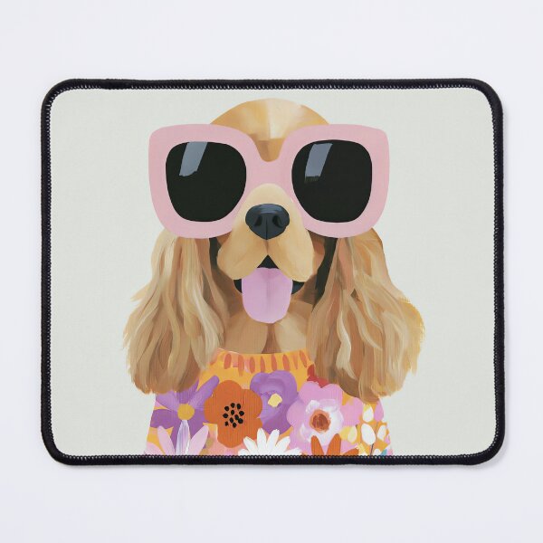 Item preview, Cocker Spaniel with Pink Glasses and Flowers designed and sold by NF Designs Studio DTF.