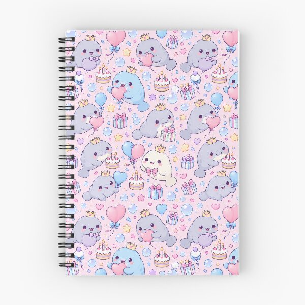 Item preview, Kawaii Birthday Baby Manatee Pastel Pattern designed and sold by Soft Berry Studio.