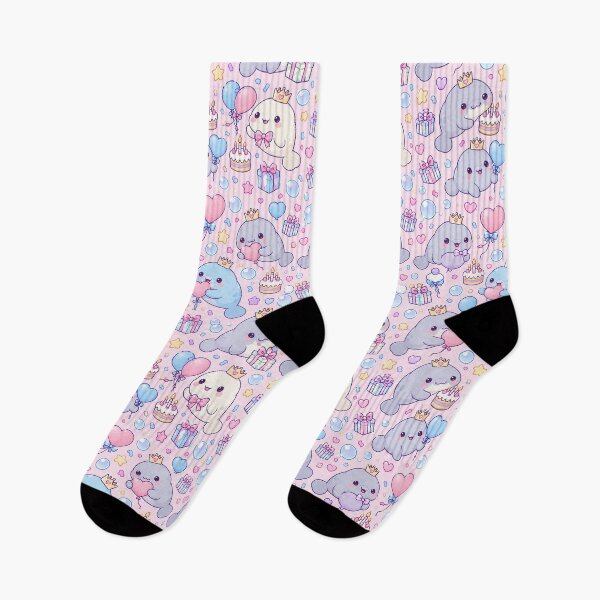 Item preview, Kawaii Birthday Baby Manatee Pastel Pattern designed and sold by Soft Berry Studio.