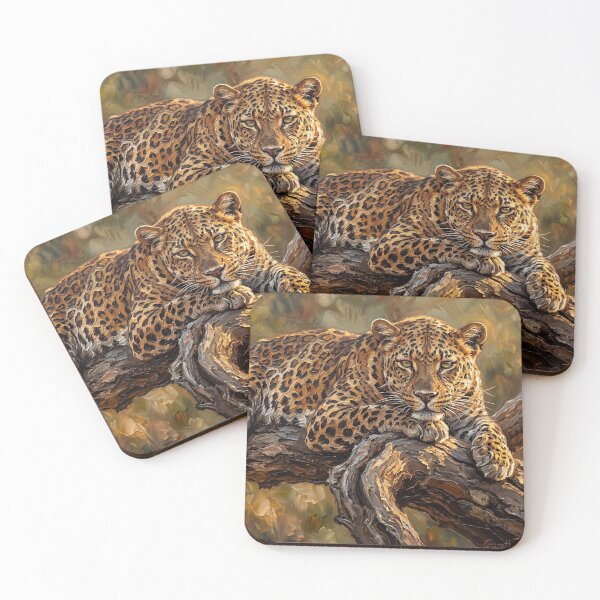 Item preview, Resting Leopard – Expressive Impasto Wildlife Painting designed and sold by The Digital Compass.