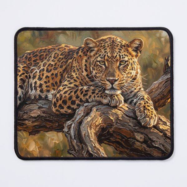 Item preview, Resting Leopard – Expressive Impasto Wildlife Painting designed and sold by The Digital Compass.