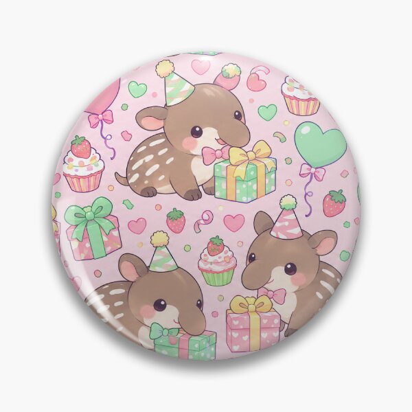 Item preview, Kawaii Birthday Baby Tapir Pastel Pattern designed and sold by Soft Berry Studio.