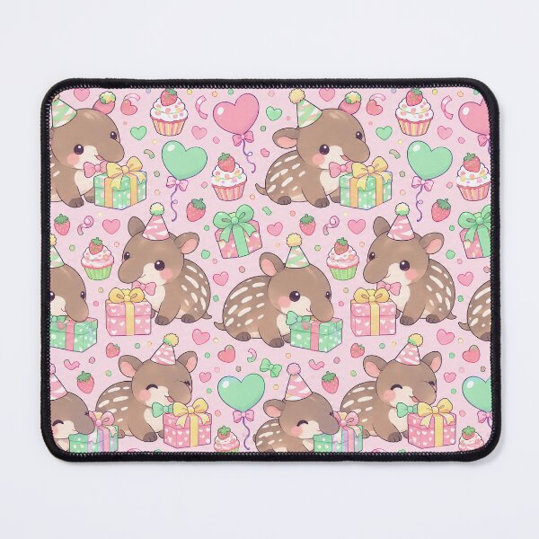 Item preview, Kawaii Birthday Baby Tapir Pastel Pattern designed and sold by Soft Berry Studio.