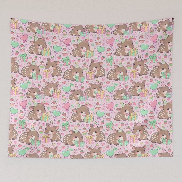 Item preview, Kawaii Birthday Baby Tapir Pastel Pattern designed and sold by Soft Berry Studio.