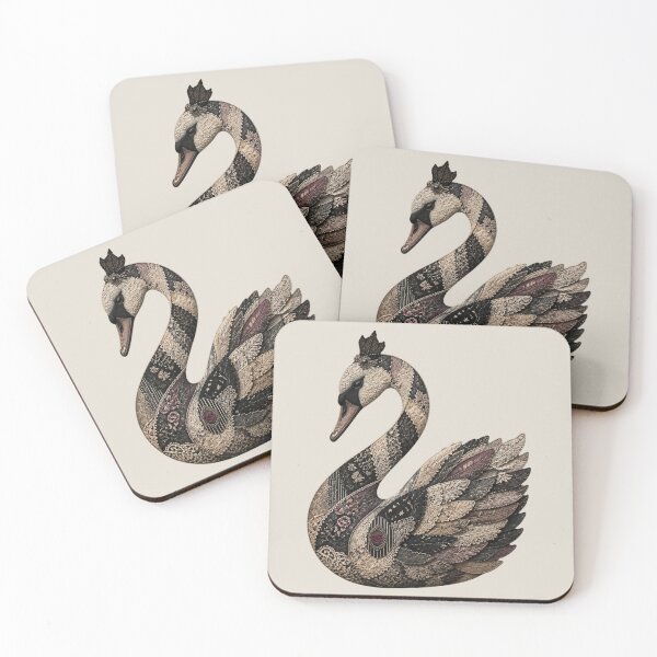 Item preview, Gothic Patchwork Swan Folk Art designed and sold by Reverie & Roses.