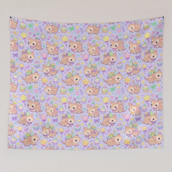 Item preview, Kawaii Birthday Baby Armadillo Pastel Pattern designed and sold by Soft Berry Studio.