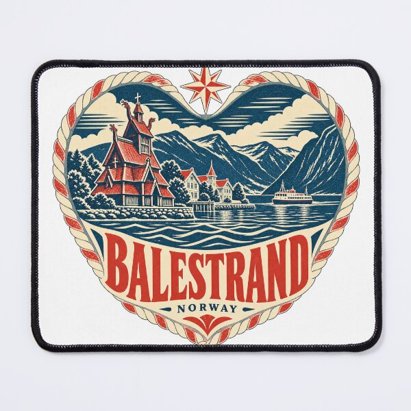 Item preview, Balestrand Norway Travel Souvenir Nautical Woodcut Heart designed and sold by VisualArtsOasis.