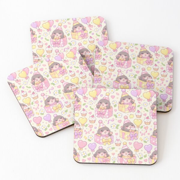 Item preview, Kawaii Birthday Baby Mole Pastel Pattern designed and sold by Soft Berry Studio.