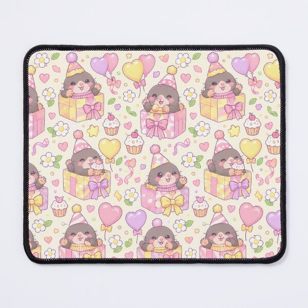 Item preview, Kawaii Birthday Baby Mole Pastel Pattern designed and sold by Soft Berry Studio.