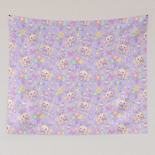 Item preview, Kawaii Birthday Baby Moth Pastel Pattern designed and sold by Soft Berry Studio.
