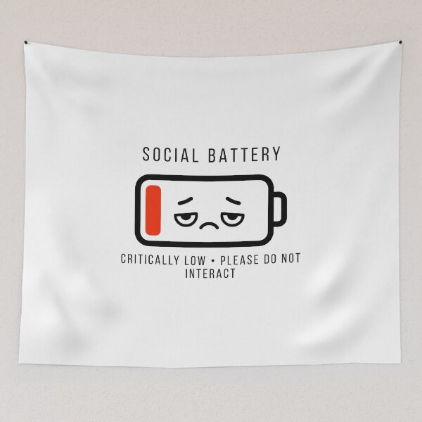 Item preview, Social Battery Critically Low Introvert Humor Retro Sticker Art designed and sold by wildsilencee.