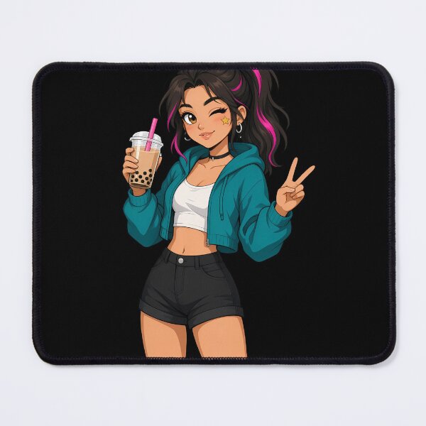 Item preview, Cute Anime Girl With Bubble Tee Aesthetic Tee designed and sold by barloly.