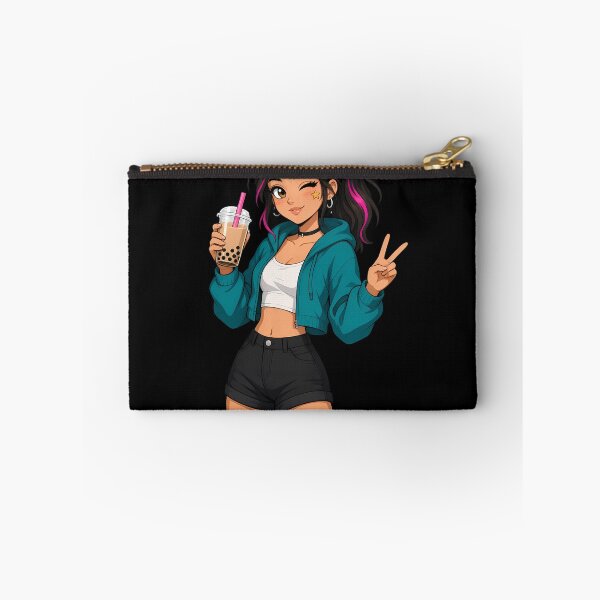 Item preview, Cute Anime Girl With Bubble Tee Aesthetic Tee designed and sold by barloly.