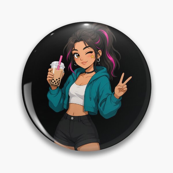 Item preview, Cute Anime Girl With Bubble Tee Aesthetic Tee designed and sold by barloly.