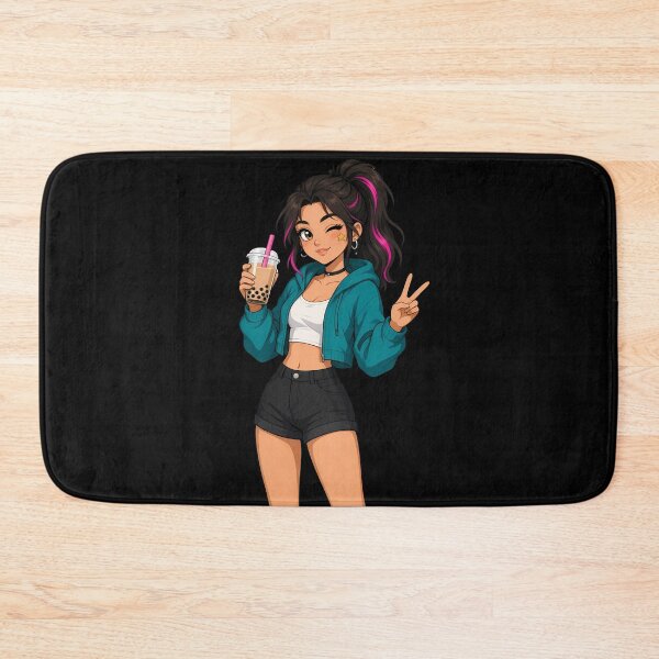 Item preview, Cute Anime Girl With Bubble Tee Aesthetic Tee designed and sold by barloly.