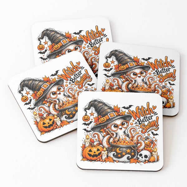 Item preview, Witch Better Swim Halloween Octopus, Cute Ocean Witch Design designed and sold by Dreamy Ocean Art.