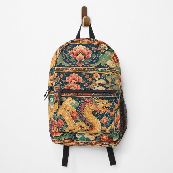 Item preview, Golden Dragons and Lotus Asian Ornamental Pattern designed and sold by Gold Turtle  Lina.