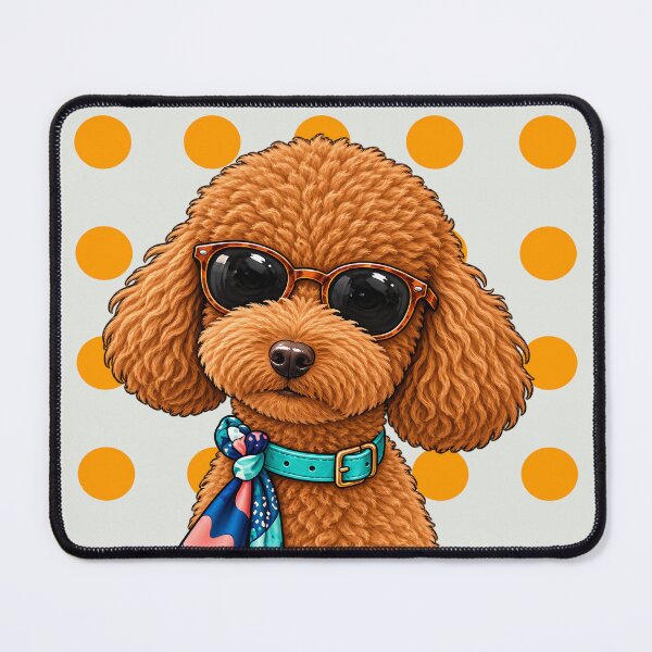 Item preview, Red Poodle with Glasses and Blue Scarf designed and sold by NF Designs Studio DTF.