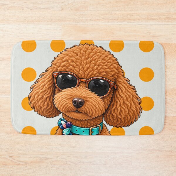 Item preview, Red Poodle with Glasses and Blue Scarf designed and sold by NF Designs Studio DTF.