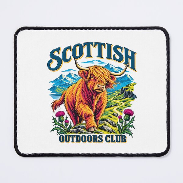 Item preview, Vibrant Scottish Outdoors Club Highland Cow designed and sold by 89BLACK.