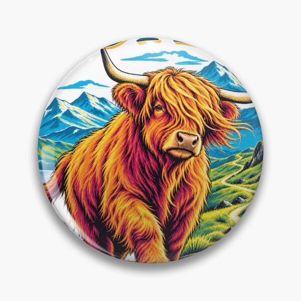Item preview, Vibrant Scottish Outdoors Club Highland Cow designed and sold by 89BLACK.