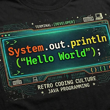 Artwork thumbnail, Retro Java Hello World Programmer Humor by TBillMAG — Retro Tech & IT Humor