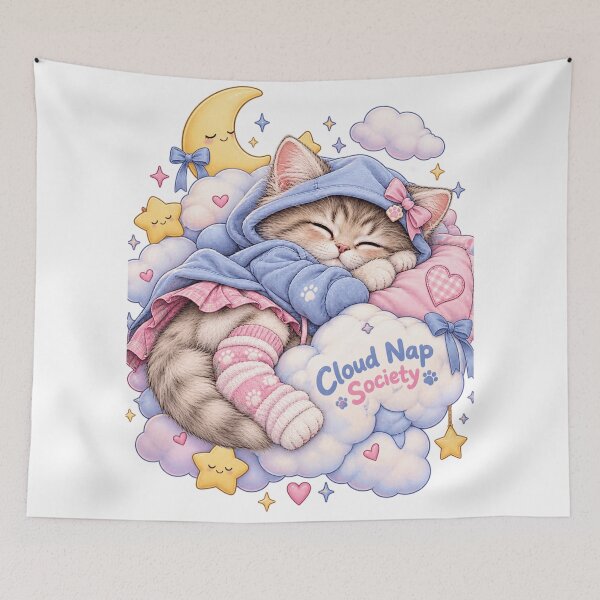 Item preview, Cute Sleeping Cat Cloud Nap Society – Cozy Dreamy Cat designed and sold by Drifka.