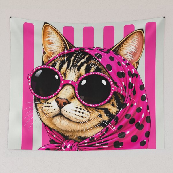 Item preview, Tabby Cat with Pink Polka Dot Scarf designed and sold by NF Designs Studio DTF.