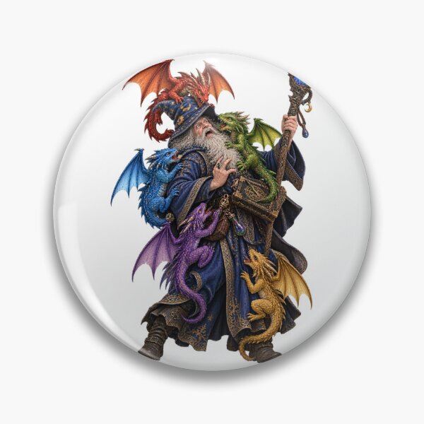 Item preview, A mage with several small dragons attacking him designed and sold by RBBeachDesigns.