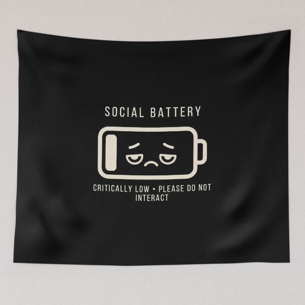 Item preview, Social Battery Critically Low Introvert Humor Retro Sticker Art designed and sold by wildsilencee.