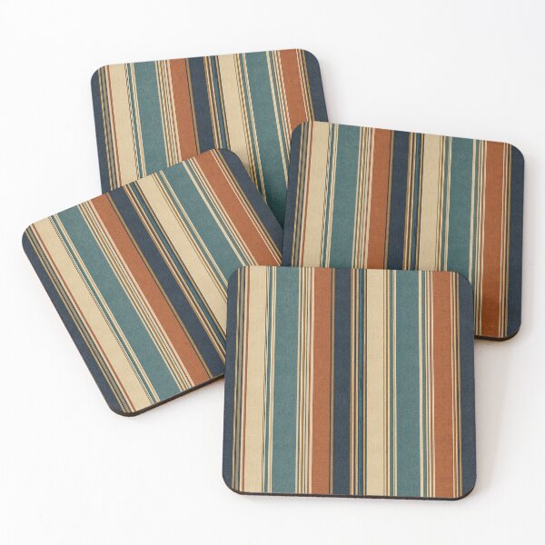 Item preview, Retro Teal Rust Cream Vertical Stripes Pattern designed and sold by Gold Turtle  Lina.