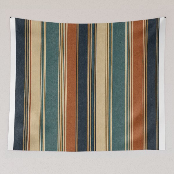 Item preview, Retro Teal Rust Cream Vertical Stripes Pattern designed and sold by Gold Turtle  Lina.