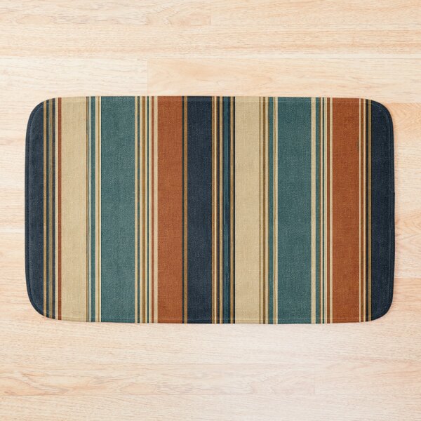 Item preview, Retro Teal Rust Cream Vertical Stripes Pattern designed and sold by Gold Turtle  Lina.