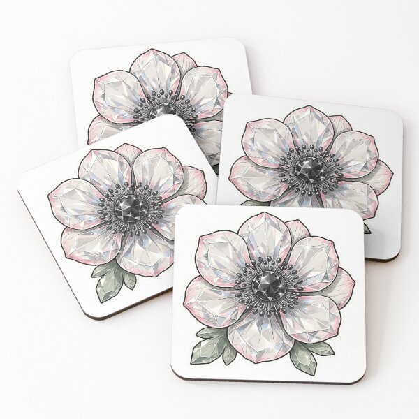 Item preview, White Anemone Crystal Sticker - Bold Diamond Botanical designed and sold by FineLineBotanical .