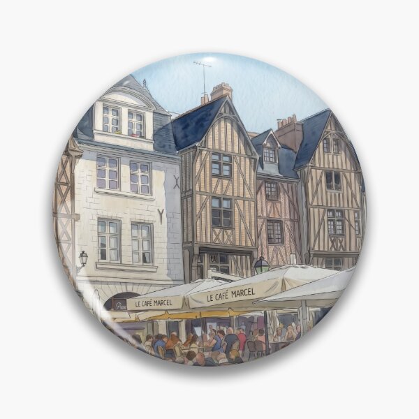 Artikelvorschau, Fachwerkplatz und Caféterrasse in Straßburg — Französisch-Elsässisch entworfen und verkauft von M.ALK.Watercolor.