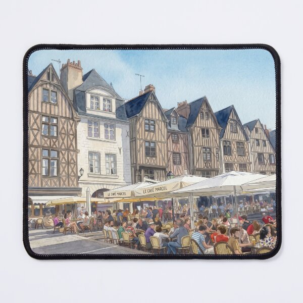 Item preview, Strasbourg Half-Timbered Square & Café Terrace — French Alsatian designed and sold by M.ALK.Watercolor.