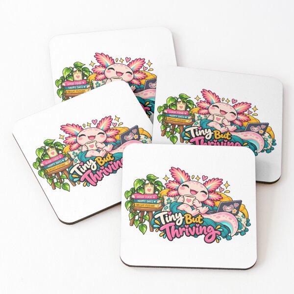 Item preview, Tiny But Thriving. Pink Axolotl Folk Art Illustration designed and sold by FavePopCulture.