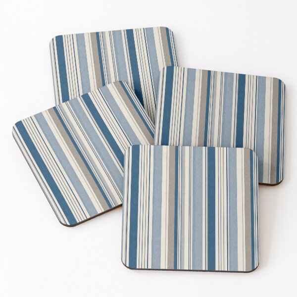 Item preview, Vintage Blue Cream Vertical Stripes Pattern designed and sold by Gold Turtle  Lina.