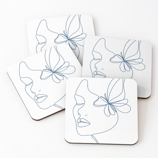 Item preview, Minimalist Woman Face and Butterfly Line Art designed and sold by Sk1628.