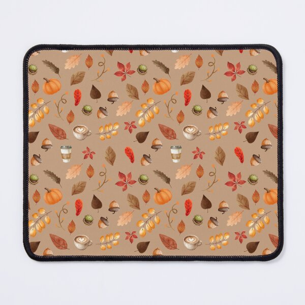 Item preview, Cute Autumn Leaves Pattern with Pumpkins, Acorns, Cups of Coffee and Chestnuts designed and sold by MadamPaperHazel.