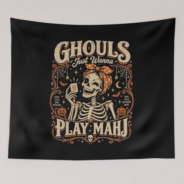 Item preview, Ghouls Just Wanna Play Mahjong Halloween Skeleton designed and sold by will freed18.