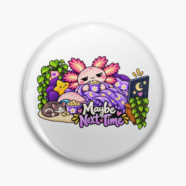 Item preview, Maybe Next Time. Pink Axolotl Folk Art Illustration designed and sold by FavePopCulture.