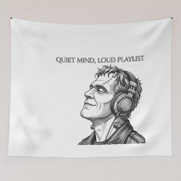 Item preview, Quiet Mind Loud Playlist Frankenstein Headphone Rocker designed and sold by PhotoArtMC.