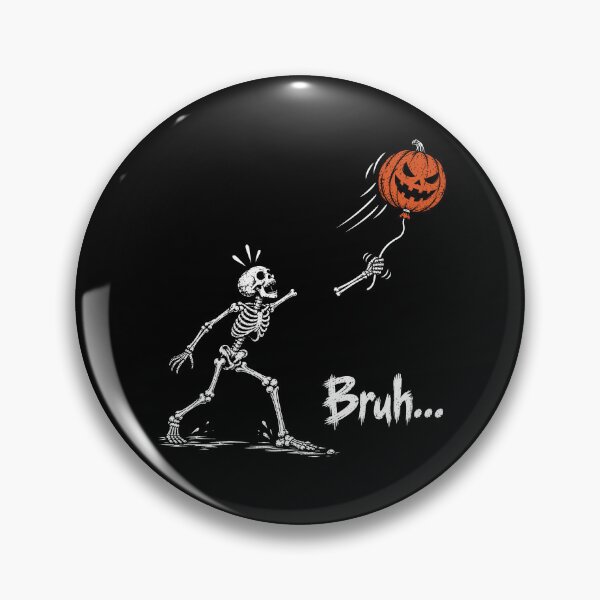 Item preview, Bruh Skeleton Chasing Pumpkin Balloon Funny Halloween designed and sold by will freed18.