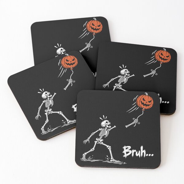 Item preview, Bruh Skeleton Chasing Pumpkin Balloon Funny Halloween designed and sold by will freed18.